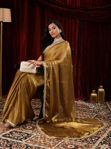 FABMORA Embellished Bollywood Tissue, Pure Silk Saree