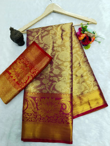 Gajal Self Design Kanjivaram Art Silk, Pure Silk Saree