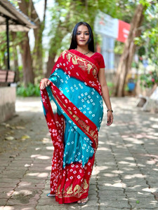 S.R.TEXTILES Printed Bandhani Crepe Saree