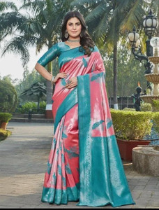 kantubafab Woven Banarasi Silk Blend Saree