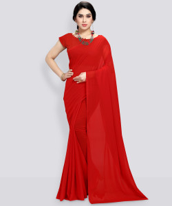 ANAND Solid/Plain Bollywood Georgette Saree