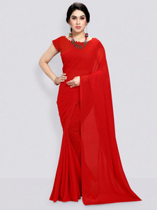 ANAND Solid/Plain Bollywood Georgette Saree