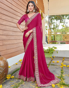 Samah Embellished, Embroidered Bollywood Chiffon Saree