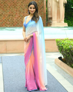 FluteFashion Digital Print Bollywood Georgette Saree