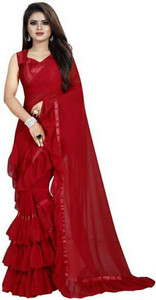 Queen worth Solid/Plain Bollywood Georgette Saree