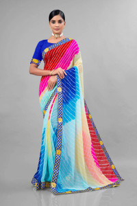 ASTEYAM Printed Leheria Georgette Saree