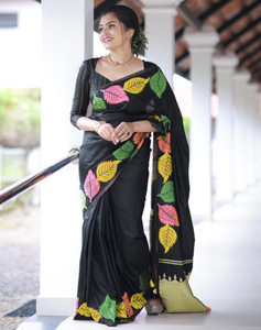 SIRIL Woven Kantha Silk Blend, Pure Silk Saree