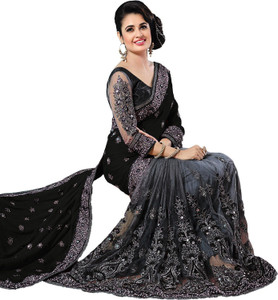 PRAMUKH HEAVAN Solid/Plain Bollywood Net, Art Silk Saree