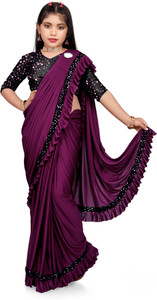 HARIOM FASHION Solid/Plain Bollywood Lycra Blend Saree