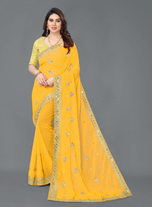 ROSYQUEEN Self Design, Embroidered Banarasi Georgette Saree