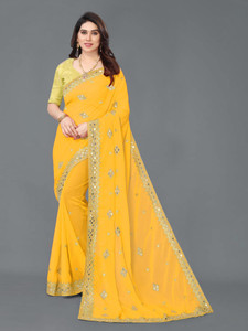 ROSYQUEEN Self Design, Embroidered Banarasi Georgette Saree