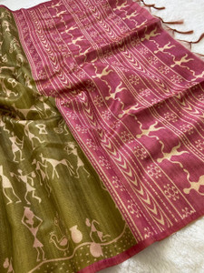 ZIBLON Printed Daily Wear Tussar Silk Saree