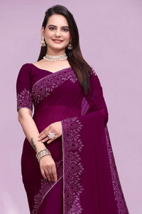 SHELDROM MART Embellished Bollywood Georgette Saree