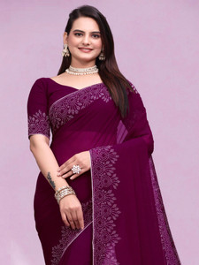 SHELDROM MART Solid/Plain Bollywood Georgette Saree