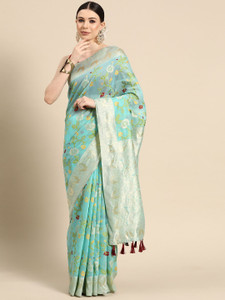 Divastri Woven Jamdani Cotton Blend Saree