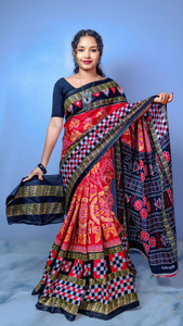 ARTFULTHREADS Printed, Graphic Print Sambalpuri Pure Cotton Saree
