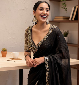 PD CLOTH VILLA Solid/Plain Bollywood Pure Silk Saree