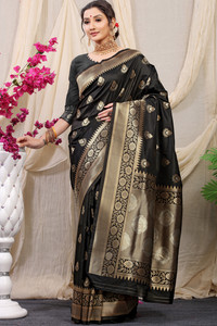AMIRAT CLOTHING Printed, Self Design Banarasi Pure Silk Saree