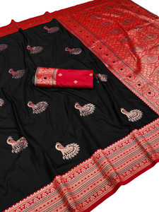 Ratnavali Self Design Paithani Silk Blend, Art Silk Saree