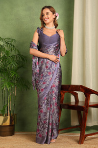 MIRCHI FASHION Printed, Floral Print Bollywood Chiffon, Georgette Saree