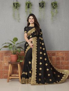 b bella creation एम्ब्रॉइडरेड बॉलीवुड जोर्जेट साड़ी