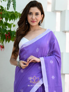 SAPTAK FASHION बुना हुआ हैंडलूम कॉटन लिनेन साड़ी