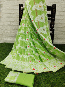 DRAVYA WOMEN Woven, Self Design Jamdani Cotton Blend, Jacquard Saree