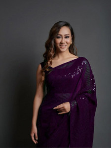 FAMOUS ZONE Embellished Bollywood Georgette Saree