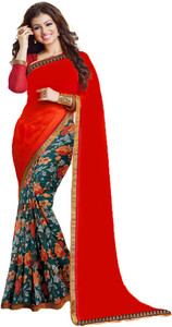 Flip The Style Floral Print Bollywood Georgette, Chiffon Saree
