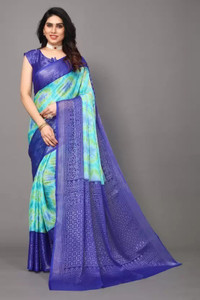 THESIYA FAB Printed, Self Design, Digital Print, Color Block, Blocked Printed, Woven, Checkered Bollywood Brasso Saree