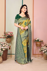 Om Shantam sarees Woven, Self Design Maheshwari Art Silk Saree