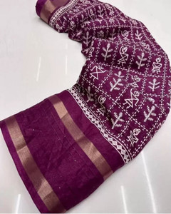 Sitanjali Lifestyle Floral Print Chanderi Cotton Blend Saree