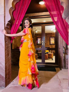 PMD Fashion Digital Print Leheria Georgette Saree