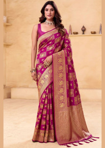 ZILVIRA Woven Kanjivaram Jacquard, Art Silk Saree