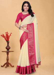J6 Designers Checkered Handloom Dupion Silk Saree