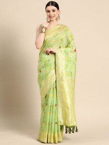 Divastri Woven Jamdani Cotton Blend Saree