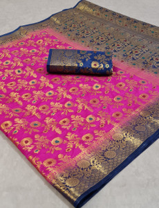 SHYAM TEX Embellished Banarasi Nylon, Jacquard Saree