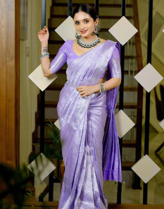 Samah Woven, Embellished Kanjivaram Silk Blend, Jacquard Saree