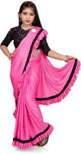 VRAJTEX FAB एम्बेलिश्ड बॉलीवुड लाइक्रा ब्लेंड साड़ी