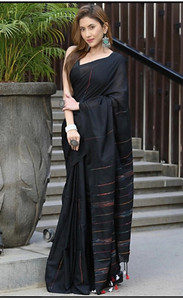 SRIJITA SAREE CENTER Striped Handloom Khadi Saree