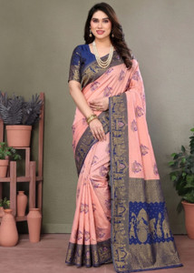 ZILVIRA Woven Kanjivaram Jacquard, Art Silk Saree
