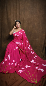 Abharani Saree Kuthir Hand Painted Bollywood Cotton Blend Saree