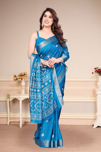 Magneitta Floral Print, Printed Bandhani Silk Blend, Pure Silk Saree