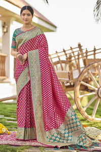 Sari Satva Self Design, Woven, Embellished, Applique Banarasi Jacquard, Art Silk Saree
