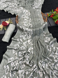 TRENDY TRENDZ Floral Print Daily Wear Tussar Silk Saree