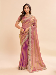 KANDORA Embroidered Bollywood Chiffon Saree