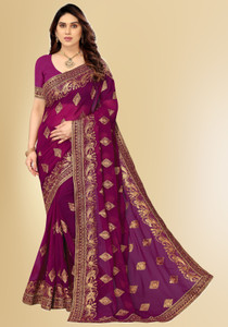 b bella creation Embellished, Embroidered Bollywood Georgette Saree