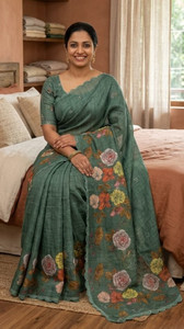 govind handloom Solid/Plain Bollywood Jute Silk Saree