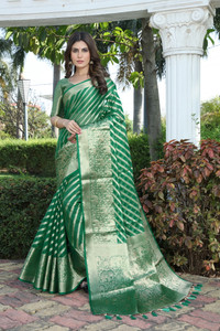 Shopwell Woven Banarasi Organza, Cotton Silk Saree