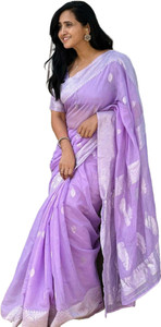 BROYAAR SHOP Temple Border Kanjivaram Linen Saree